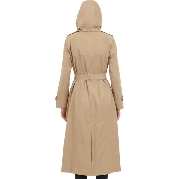 London Fog Women's Single Breasted Hooded Long Trench Coat, British Khaki, M - Picture 2 of 4